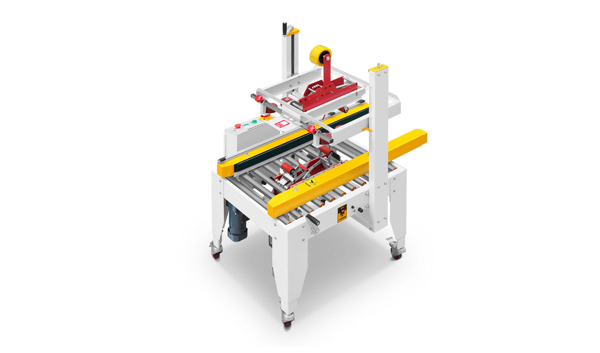 JS-FXZ500B 左(zuo)右驅動配(pei)聯線手動(dòng)自動折蓋(gài)膠帶封箱(xiang)機